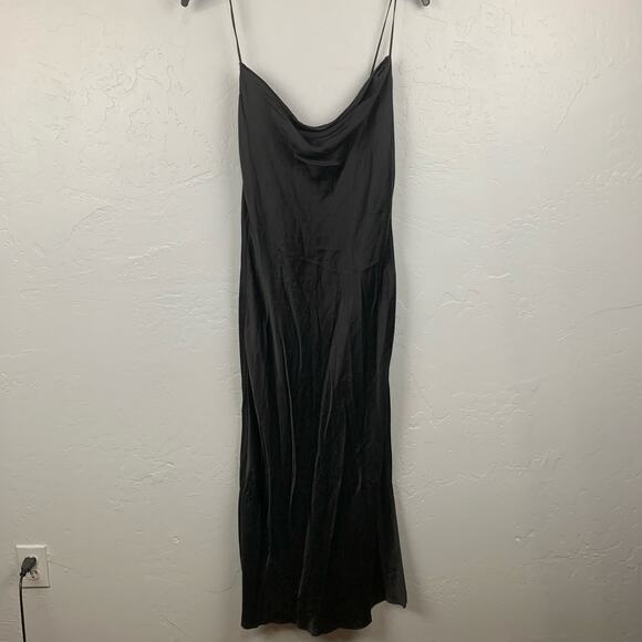 Victorias Secret Slip Dress Gown Womens Large Black Silk Cowl Neck Adj Straps - Picture 1 of 6